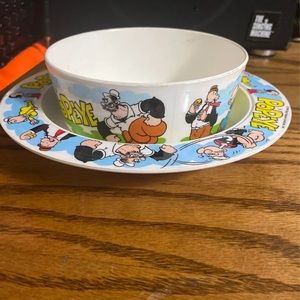 1979 popeye kids dinnerware set missing cup